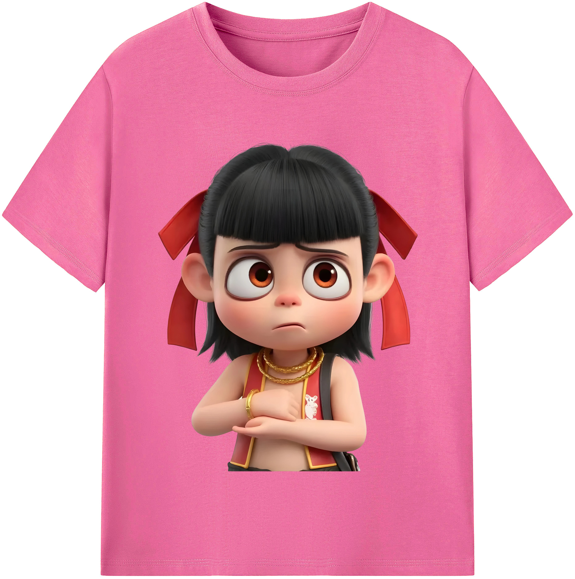 （画像用） Ne Zha 2 ナタ 魔童の大暴れ レディースカジュアルプリントTシャツ（綿100％）